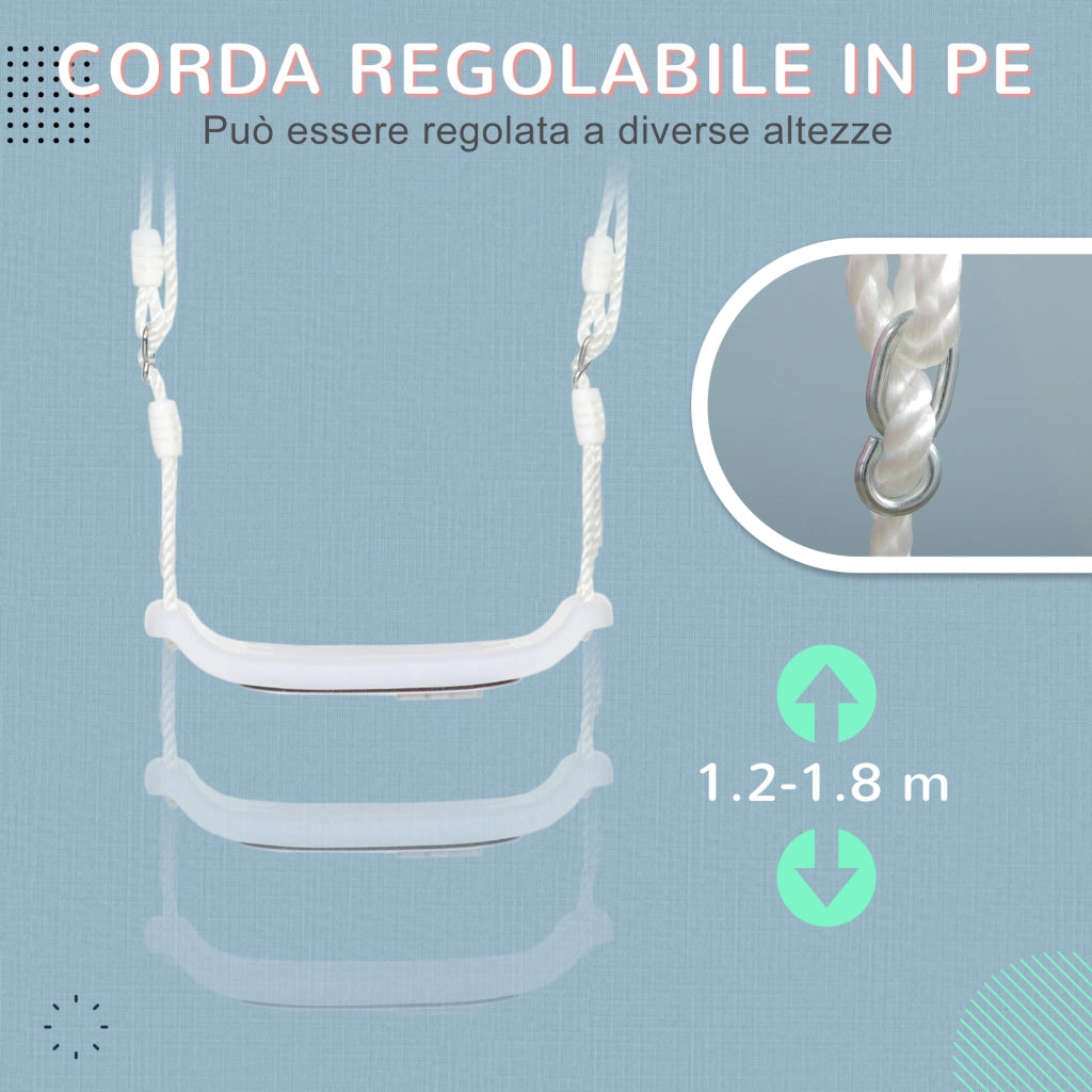 Altalena per Bambini ¨C Zephmum ¨C Bianco con Luci LED, 39x16.5x120-180 cm