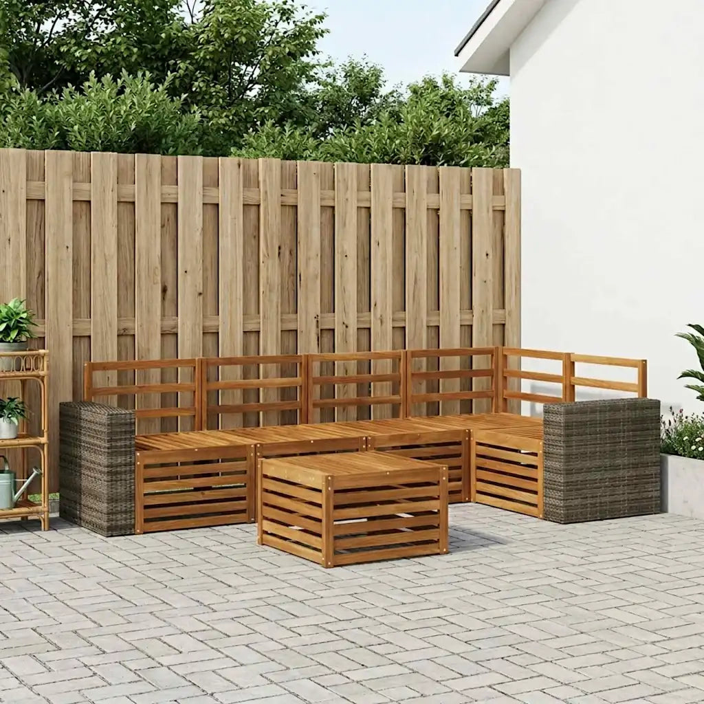 Set divano sezionale 6 pcs Naturale Legno di Acacia Massello