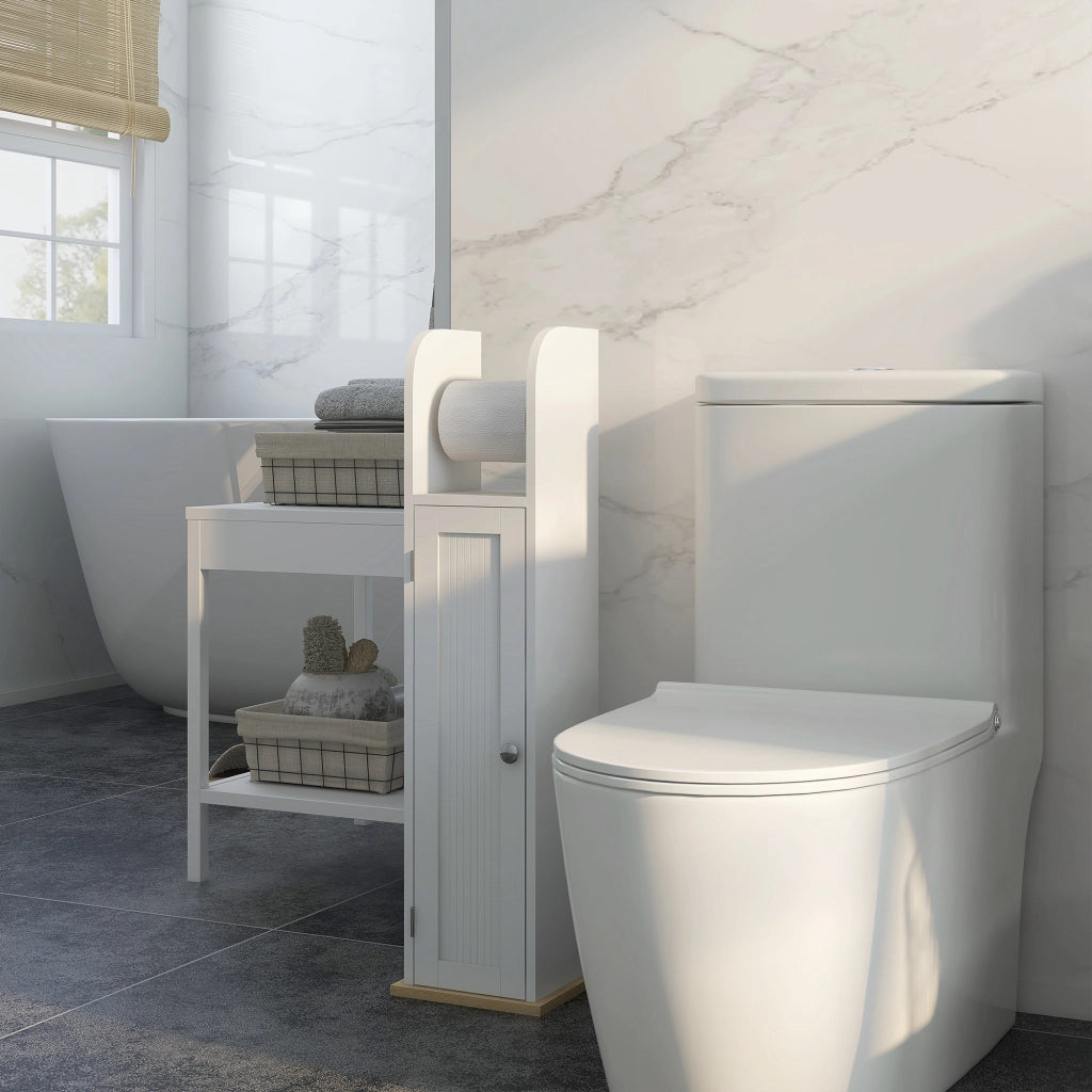 Mobiletto bagno con ripiano regolabile e armadietto ¨C zephmum ¨C 20x20x80 cm bianco