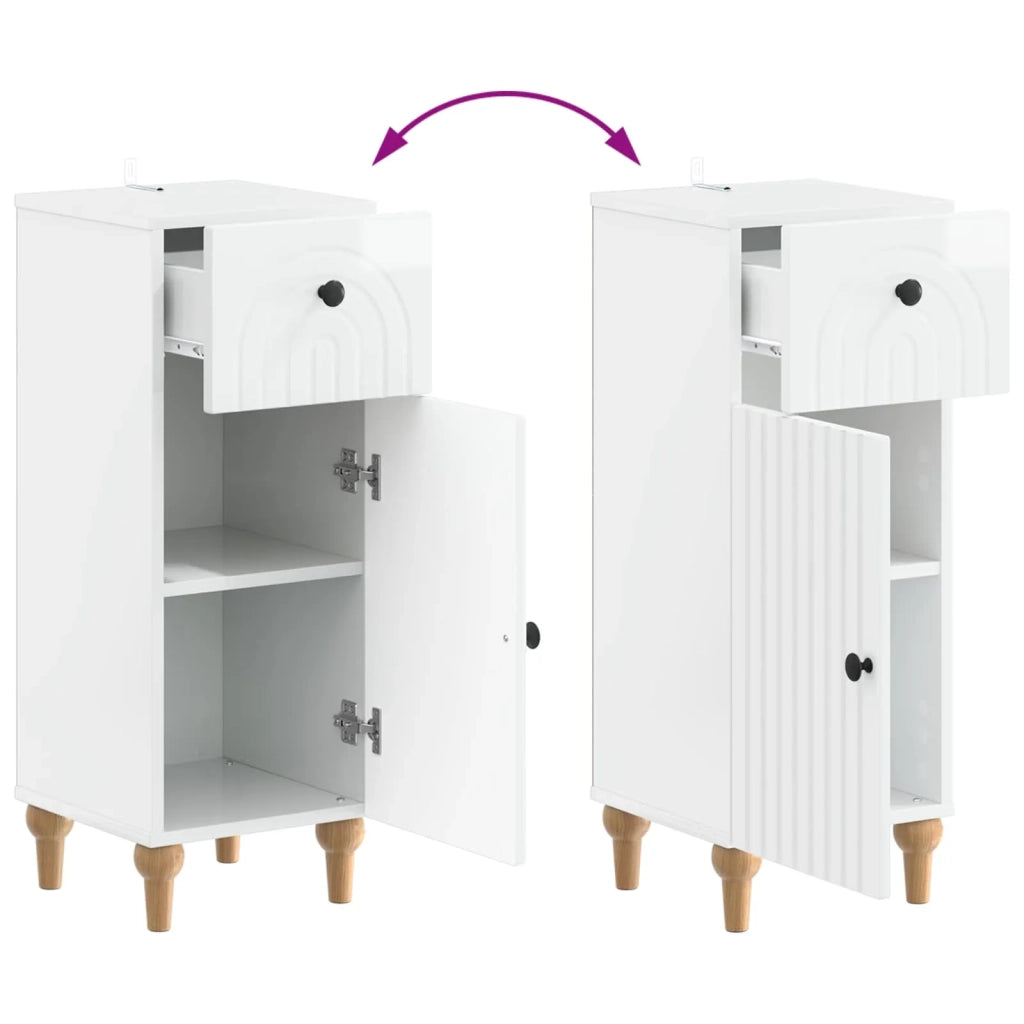 Mobiletto da Bagno ALKMAAR Bianco Lucido 30 x 31 x 80 cm 896169