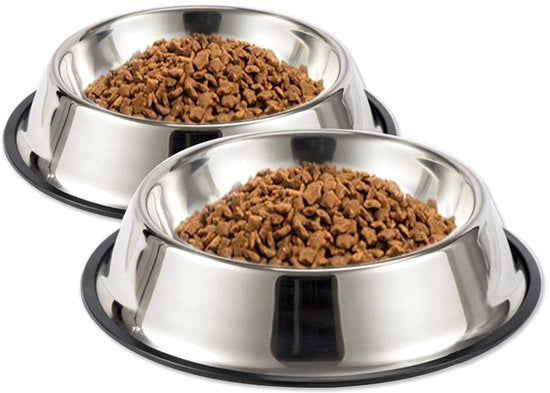 Hondenbakken 2-pack, vasca cibo e acqua in acciaio inossidabile per animali domestici con gomma antiscivolo in silicone, cassetto per gatti ideale per cani piccoli/grandi, gatti, gattini, cuccioli e conigli.