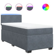 Letto singolo | Letto per adulti | Giroletto a Molle con Materasso Grigio Scuro 90x190 cm Velluto