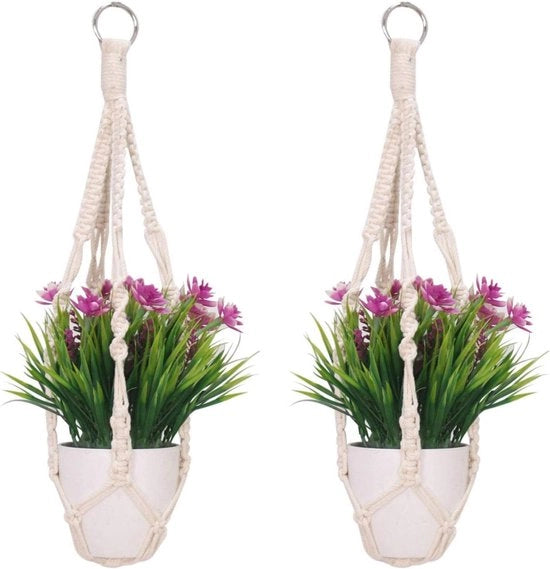 Lampada da soffitto a pendente con corda di cotone per appendere vaso di piante, cesto per piante da 50 cm per balcone e soffitto interno ed esterno