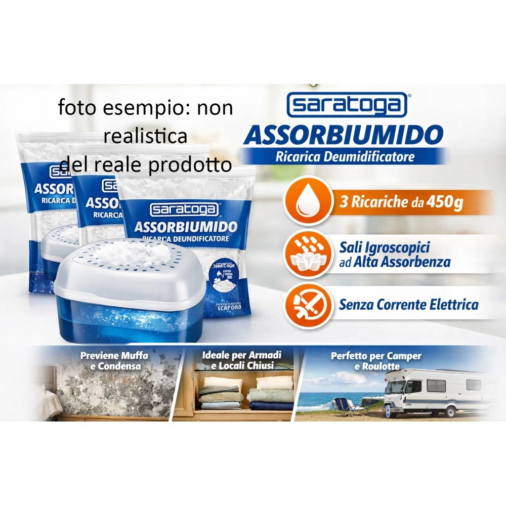 Saratoga ricarica deumidificatore 3x450g – assorbiumido efficace contro umidità e muffa