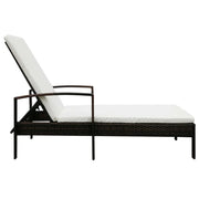 Lettino Prendisole con Cuscino in Polyrattan Marrone 42941