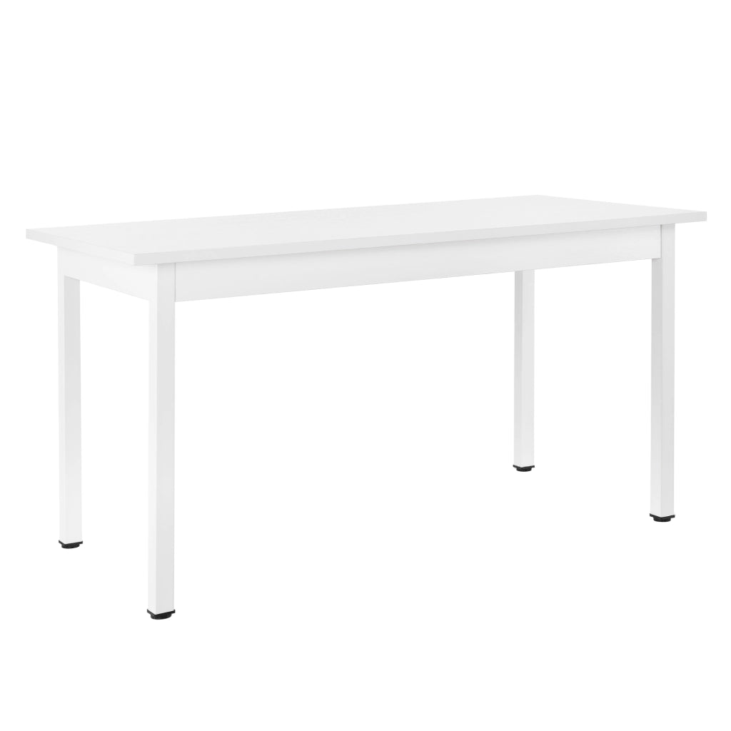 Set Sala da Pranzo Bjerkvik Tavolo 140x60 cm e 6 Sedie Imbottite Rivestimento in Similpelle - Bianco [en.casa]