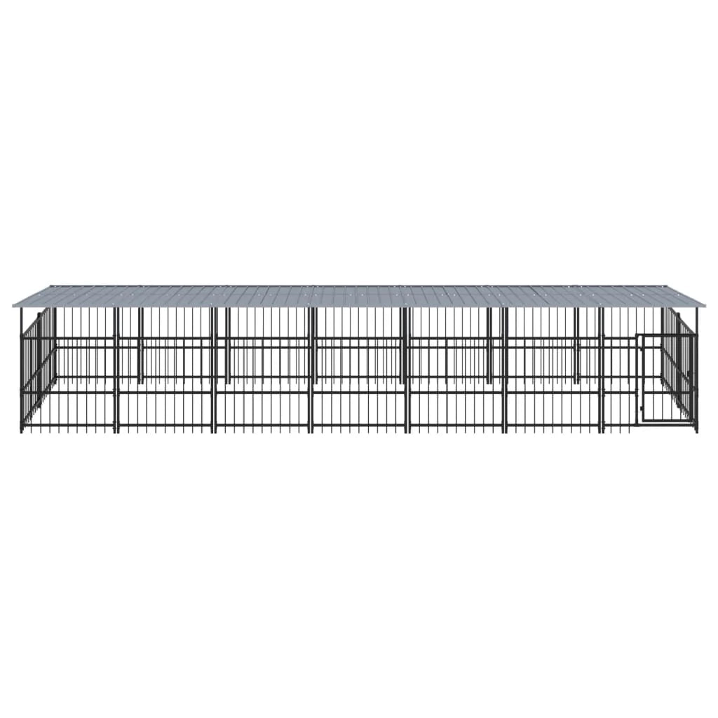 Cuccia gabbia per animali da esterno con tetto per cani in acciaio 13,14 m² nero 02_0041740