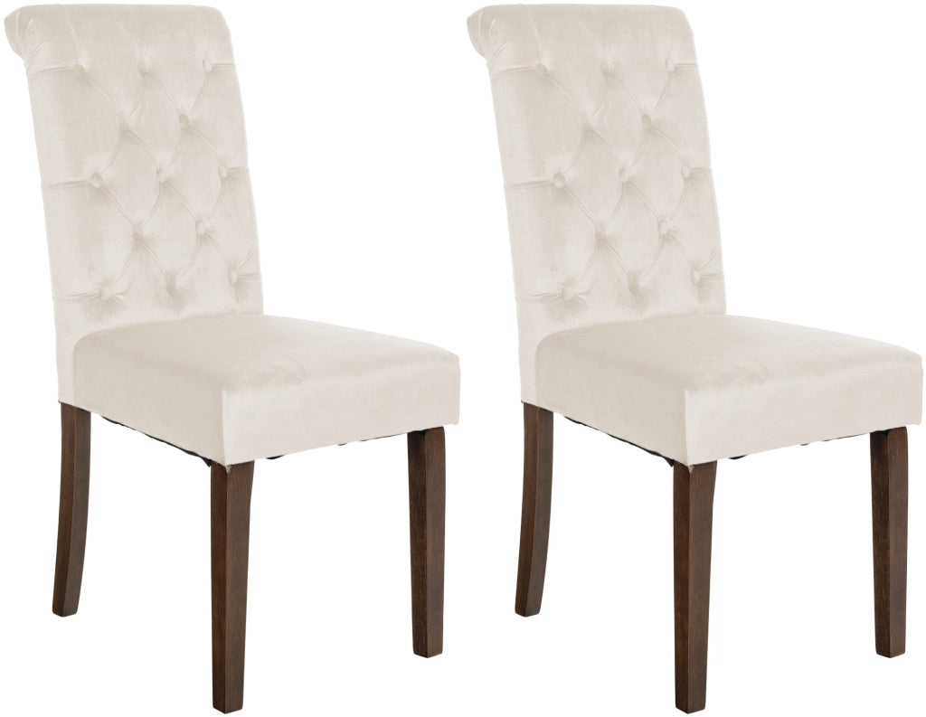 Set di 2 sedie da pranzo Lisburn crema,Velluto