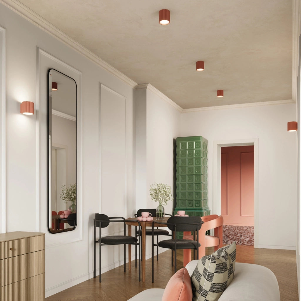 Spot soffitto moderno rigato tondo pesca 10cm GU10