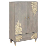 Credenza | Madia | Buffet da pranzo | Armadio da pranzo Grigio e Oro 60 x 33 x 100 cm Legno di mango massello