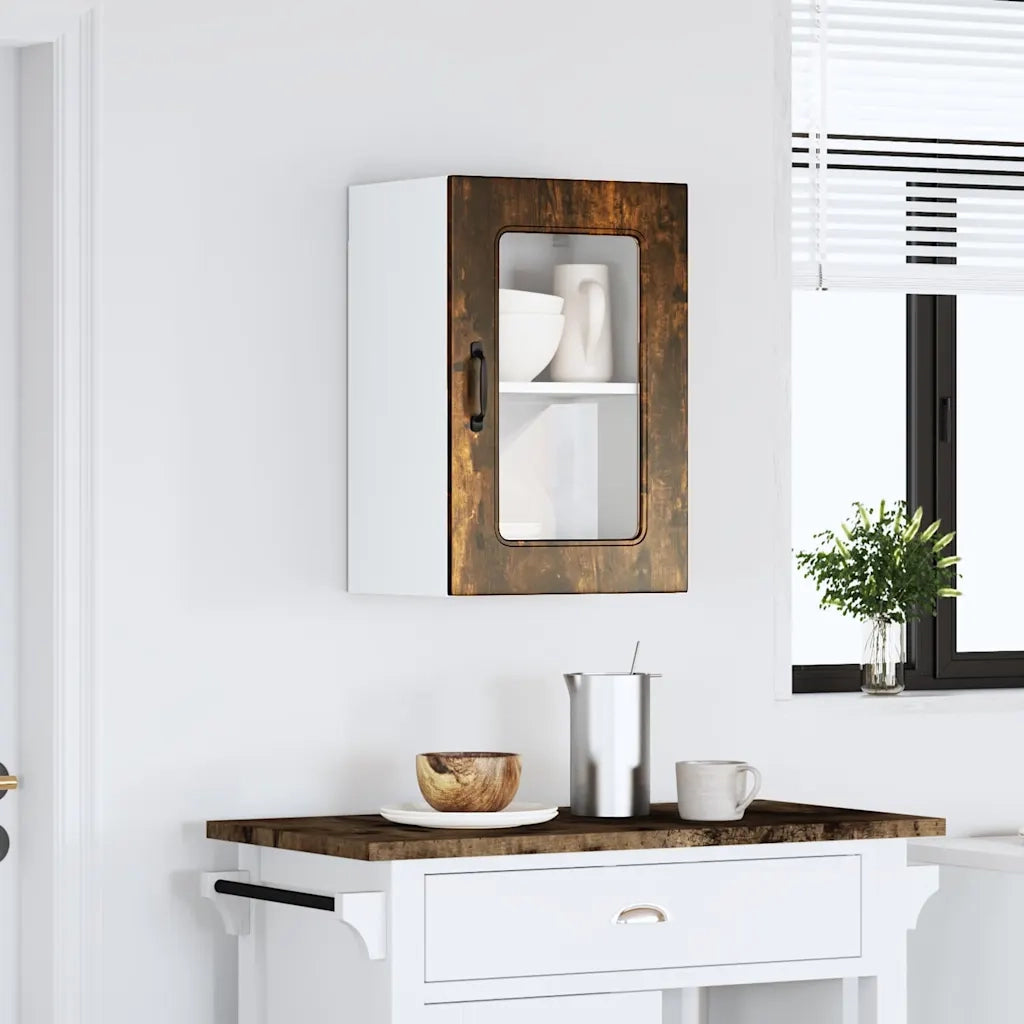 Pensile da Cucina | Mobile da Cucina con Porta in Vetro Kalmar Rovere Fumo
