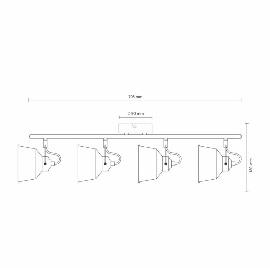 Plafoniera industriale nera 70 cm 4xE14 orientabile Polux