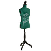 Manichino in legno e schiuma rivestito in tessuto verde 24x37,5x168h