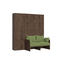 Letto Matrimoniale Francese A Scomparsa 140 Kentaro Con Divano E Colonna Noce e Verde