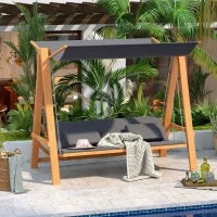 Dondolo da Giardino 3 Posti Convertibile in Letto Matrimoniale, 225.5x113x180cm