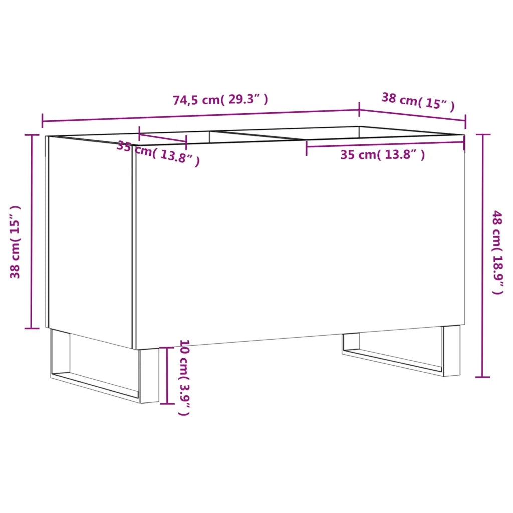Mobile Porta Dischi Grigio Cemento 74,5x38x48 Legno Multistrato 831736