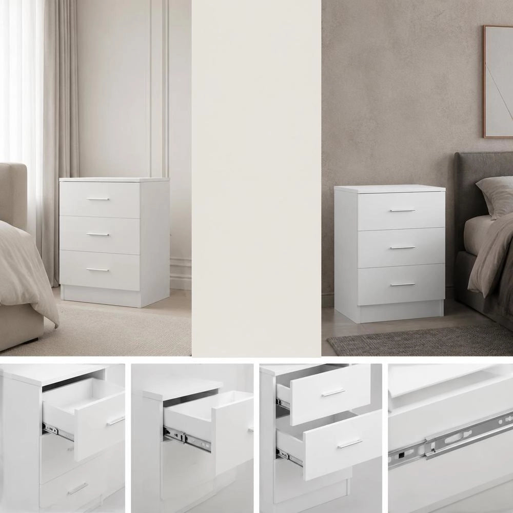 Bedside Table White 38x35x56 Cm Wood Material