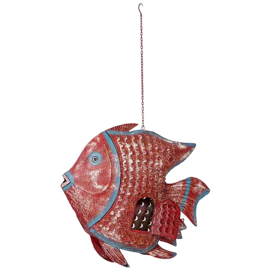 Portacandele pesce in ferro multicolore 110x13x80 cm