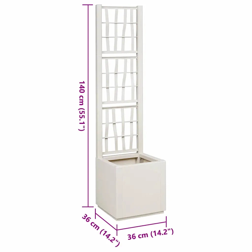 Vaso da Giardino con Trellis Bianco 36 x 36 x 140 cm PP 42006499