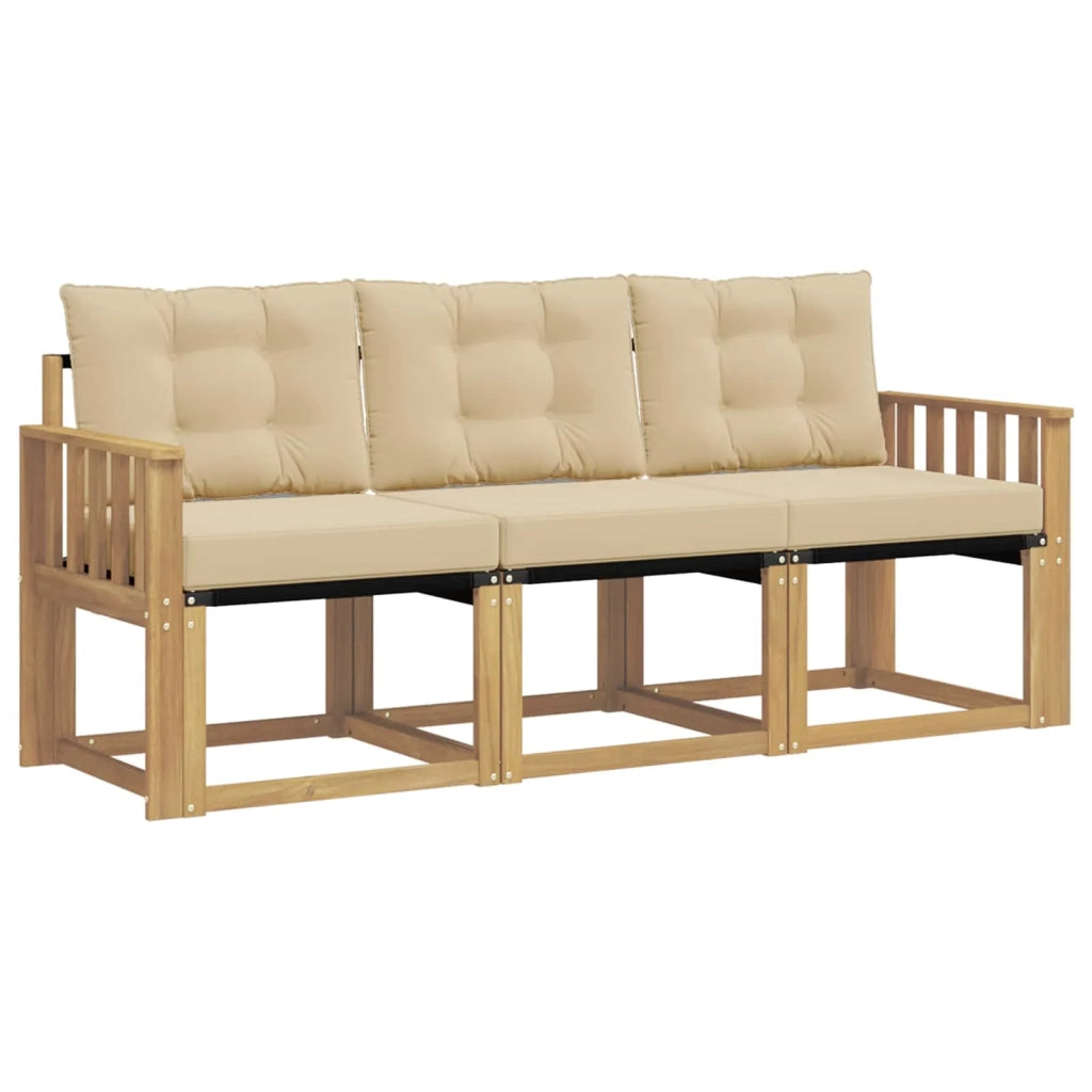 Set di divani da esterno con cuscino 3 pcs Bianco e Beige 3389163