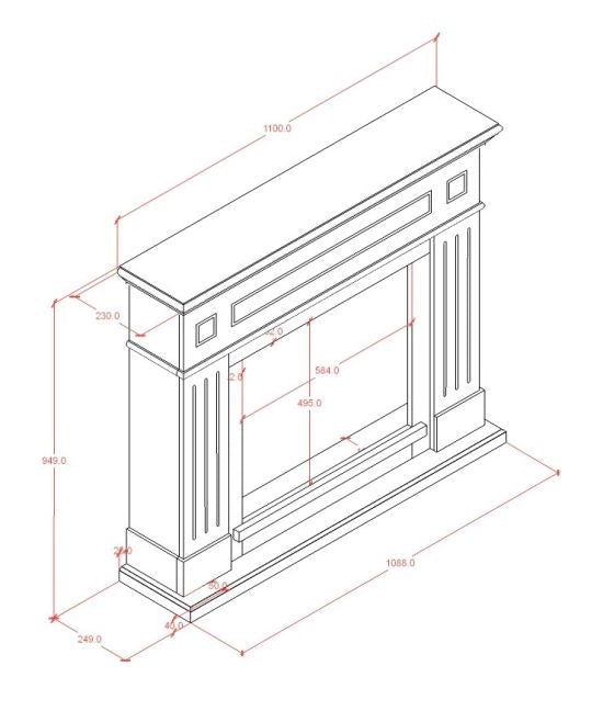 Camino Elettrico da Pavimento 110x95x25 cm Effetto Fiamma 1500W Sined Pienza Grigio Scuro
