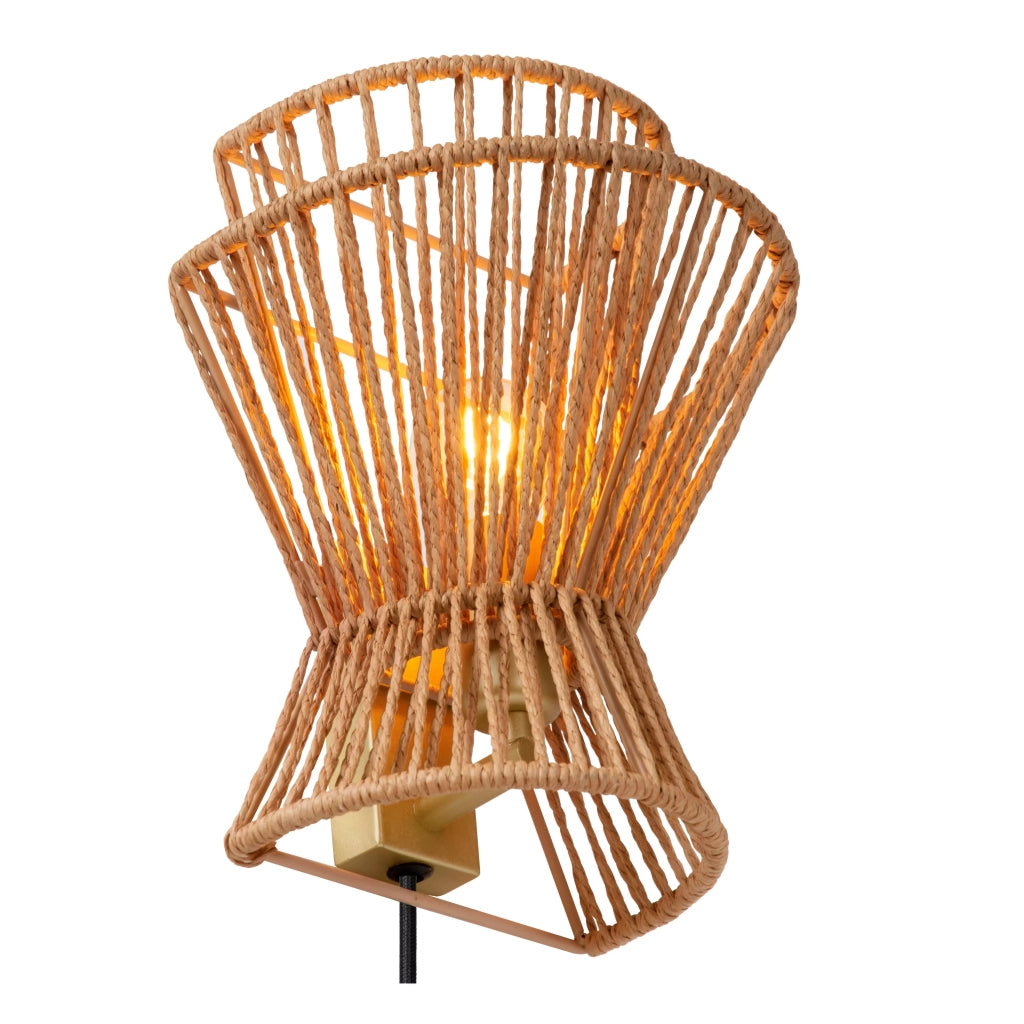 Applique scandinava Tasman E27 60W legno oro Lucide