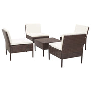 Mobili da giardino mobili da esterno Set di mobili da 5 pezzi con cuscini in resina intrecciata marrone 02_0016461