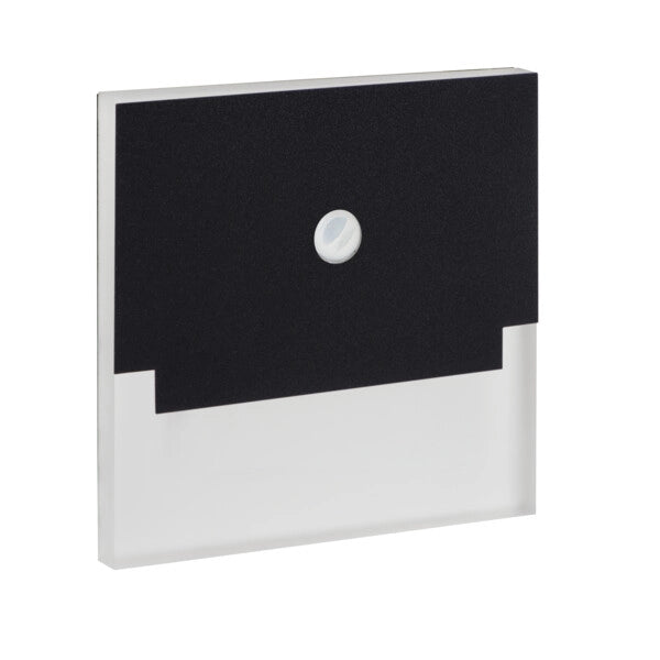 Luce scala LED quadrata PIR nero/bianco 0,8W Kanlux