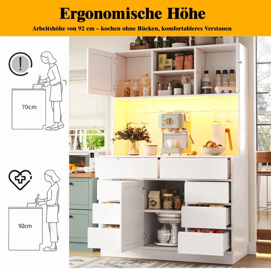 ARMADIO ALTO DA CUCINA 120 x 40 x 183,5 cm Bianco MDF con LED