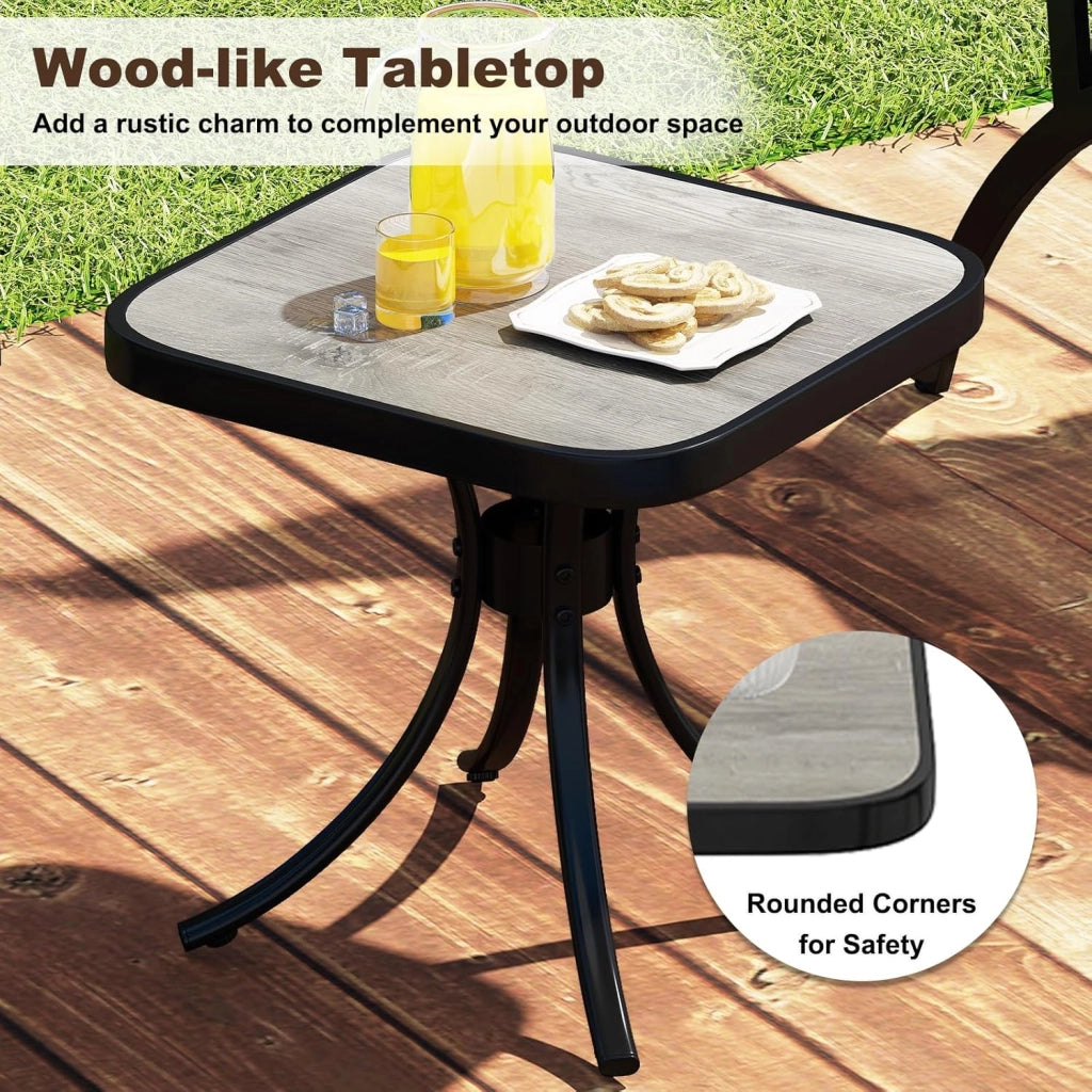 Set di Mobile da Giardino in 5 Pezzi, Set Tavolo e Sedie da Balcone in Tessuto Textilene, Set da Bistrò con Tavolo, 2 Sedie Adirondack e 2 Poggiapiedi per Terrazza, Bordo di Piscina, Marrone