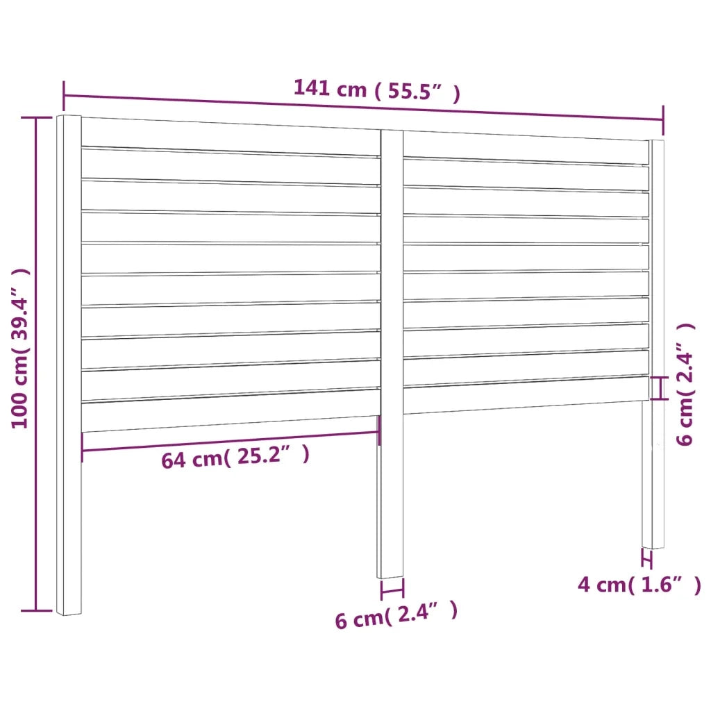 Testiera | Testata per Letto Bianca 141x4x100cm in Legno Massello di Pino