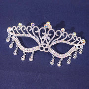 Accessori di maschera da ballo con tassello di cristallo e decorazione a strass, argento