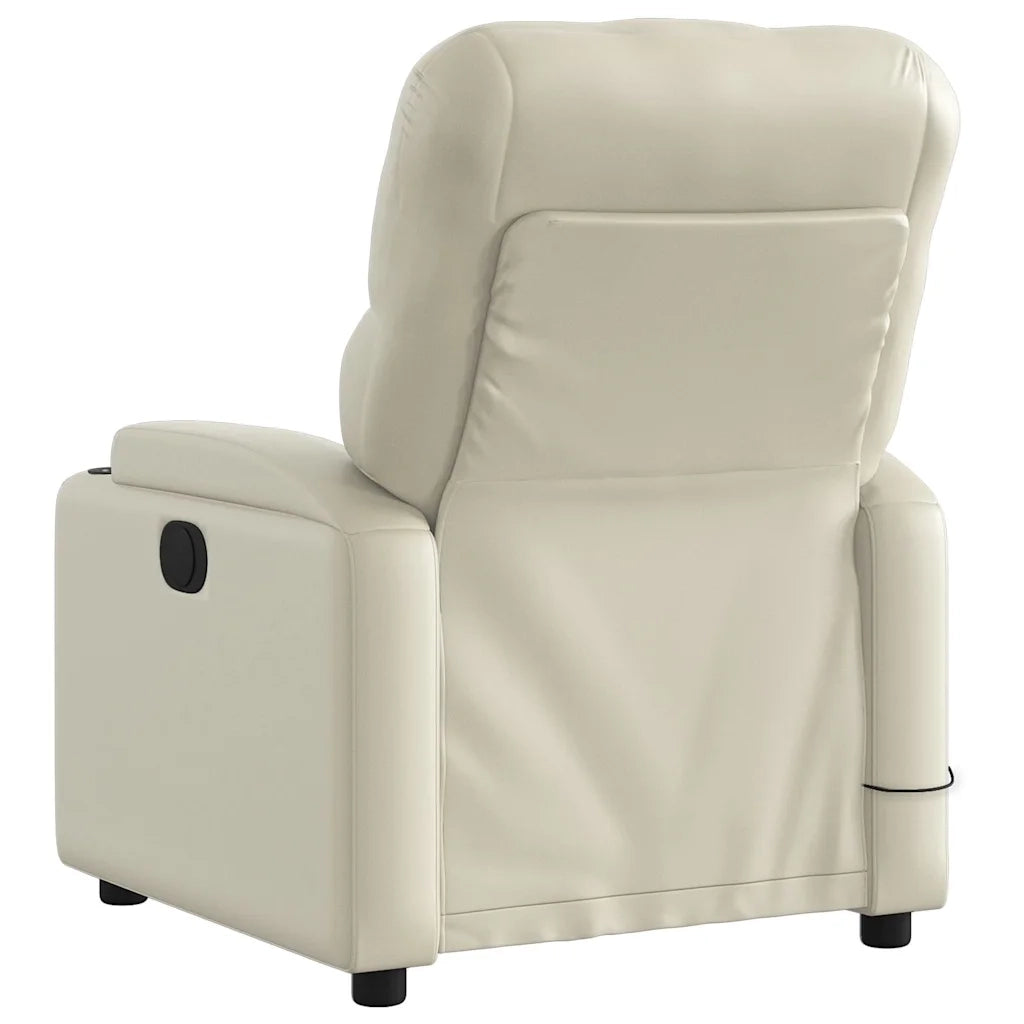Poltrona Massaggiante Elettrica Reclinabile Crema Similpelle 3204766