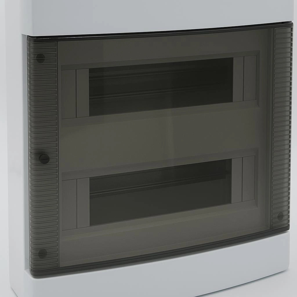 Centralino da parete 24 moduli, bianco IP40, 280x350x100 mm, RAL 9016, ideale per installazioni elettriche domestiche e industriali