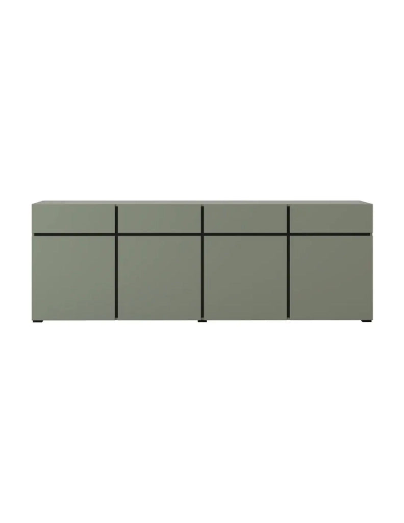 Buffet XL colore verde salvia 225cm collezione HAVANA. Credenza design con 4 porte e 4 cassetti.
