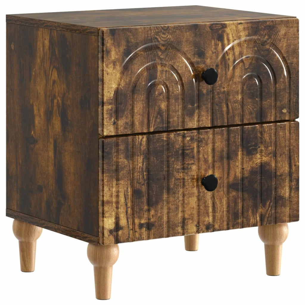 Comodino | Armadio da Notte | Mobiletto da notte con cassetto Rovere Fumo 43 x 34,5 x 48 cm