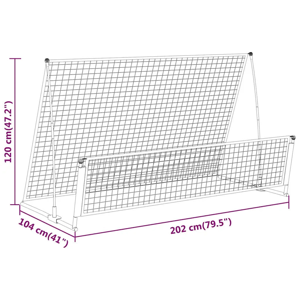 Porta da Calcio a Rimbalzo 2 in 1 202x104x120 cm in Acciaio 93373