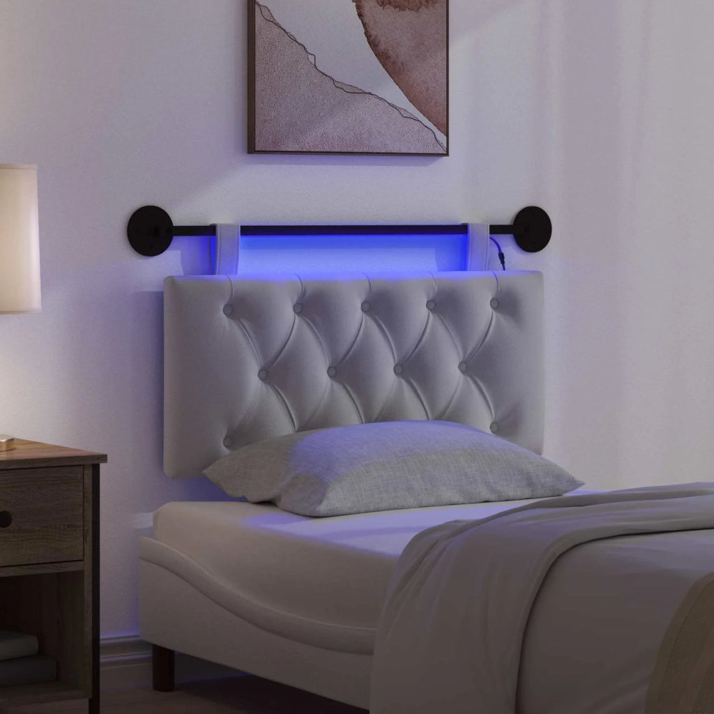 Testiera sospesa Con luce LED Bianco Tessuto