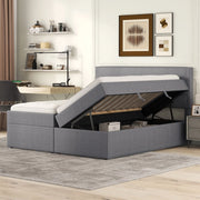 LETTO Contenitore 140x200 cm Grigio in legno e MDF