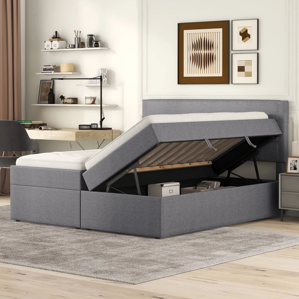 LETTO Contenitore 140x200 cm Grigio in legno e MDF