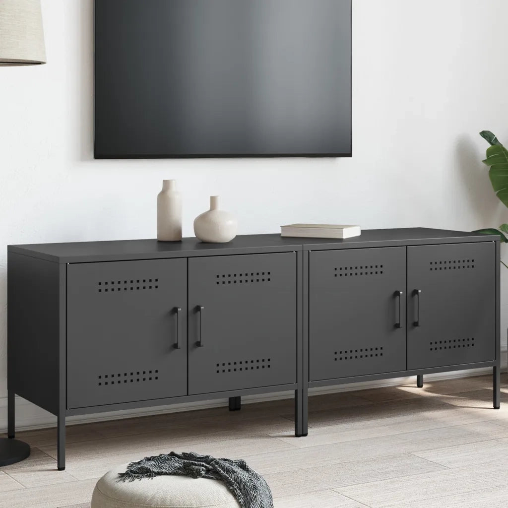 vidaXL Mobili TV 2pz Neri 68x39x50,5 cm in Acciaio