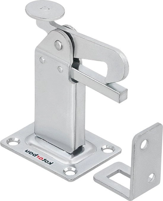 Blocco porta fissaggio pavimento - argento - blocco porta fissatore - angolo di serratura - tampone porta acciaio - robusto - massiccio - 97 mm