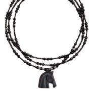Collana lunga con ciondolo a testa di cavallo in ebano