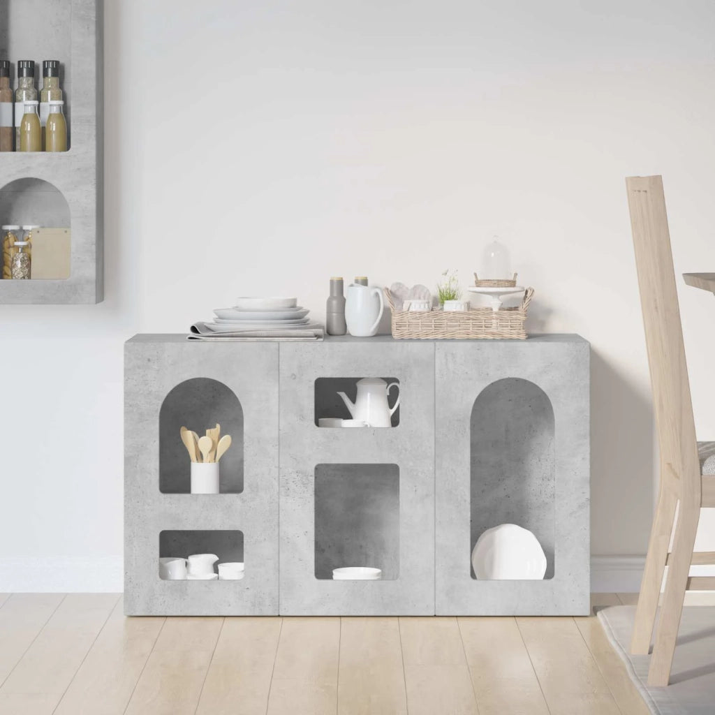 Credenza | Madia | Buffet da pranzo | Armadio da pranzo Grigio cemento 100 x 35 x 59 cm Legno multistrato