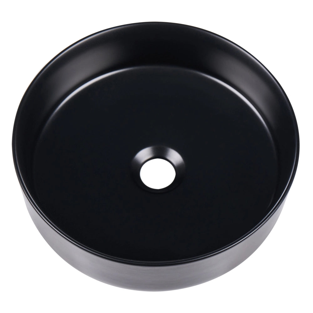 Lavabo da bagno rotondo in ceramica 36 cm nero stile moderno elegante