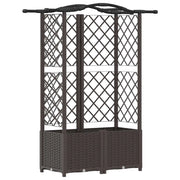 Fioriere | Cassetta per fiori | Letto Rialzato con Griglia e Tetto Marrone 122 x 40 x 141 cm PP