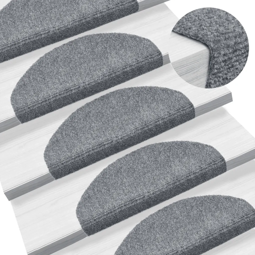 Tappetini per scale autoadesivi 10 pz 65x21x4 cm Grigio chiaro Semicircolari Grandi 149705