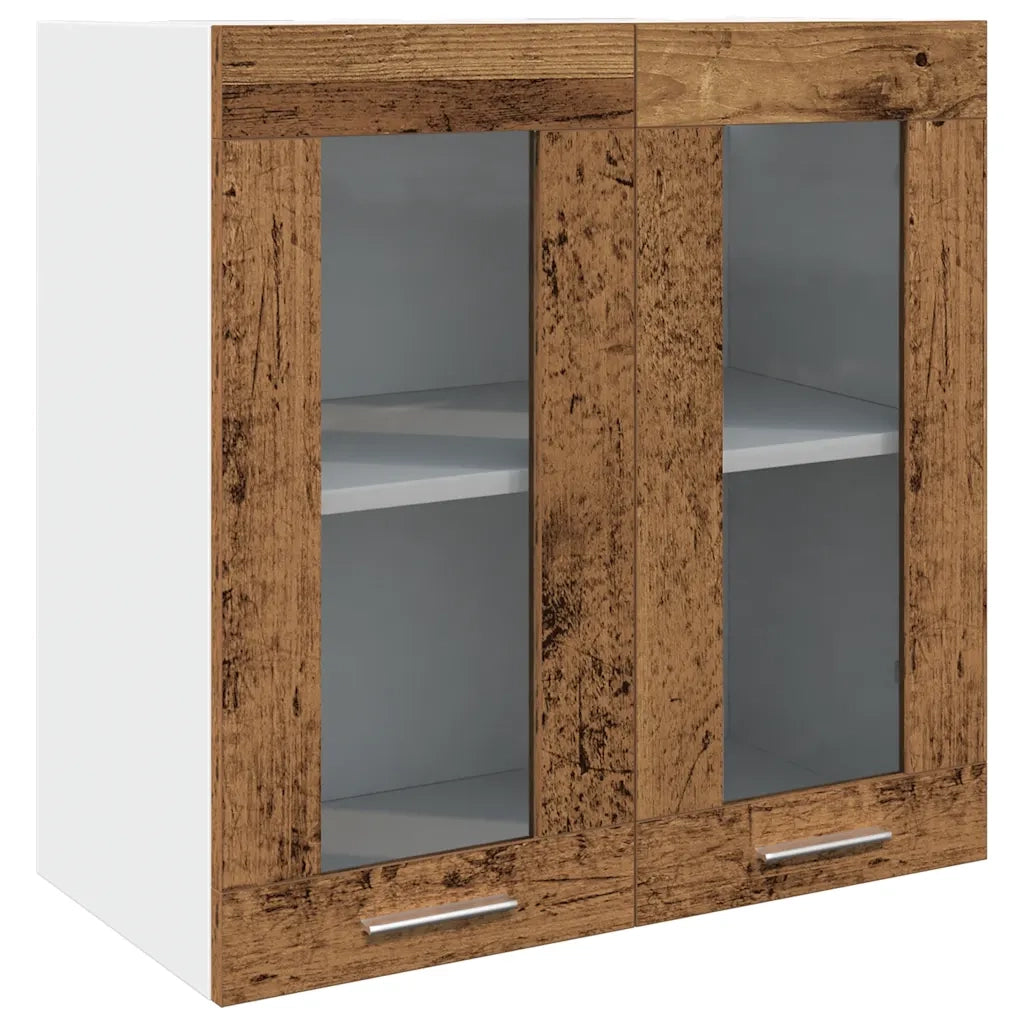 Pensile da Cucina “Lyon” con Anta in Vetro Legno Antico 856167