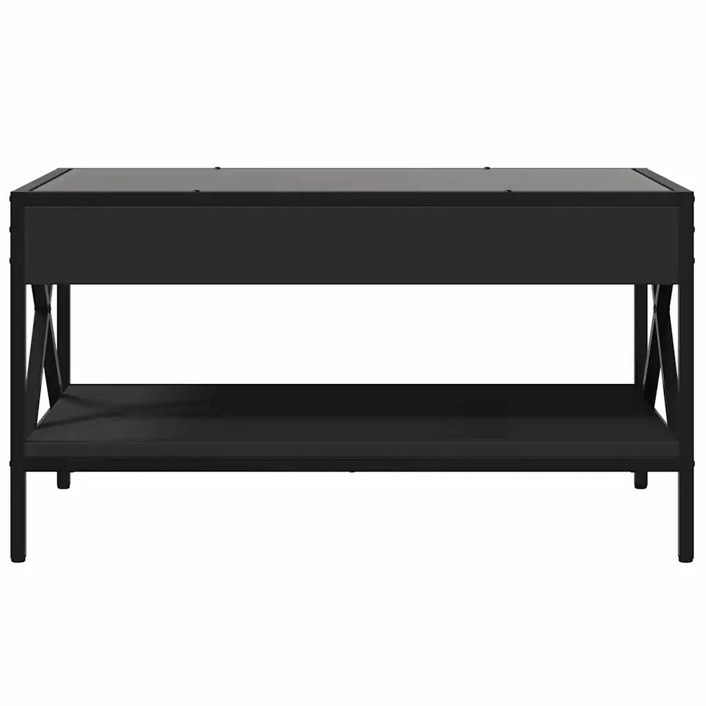 Tavolino da Salotto con LED Infinity-Tavolino da soggiorno Nero 70x50x38 cm