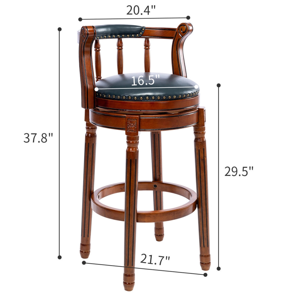 Sgabello da bar girevole 55.0x55.0x34.0 cm in pelle e legno blu